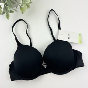 DKNY Classic Cotton Custom Lift Bra DK4013 Black Size 34B